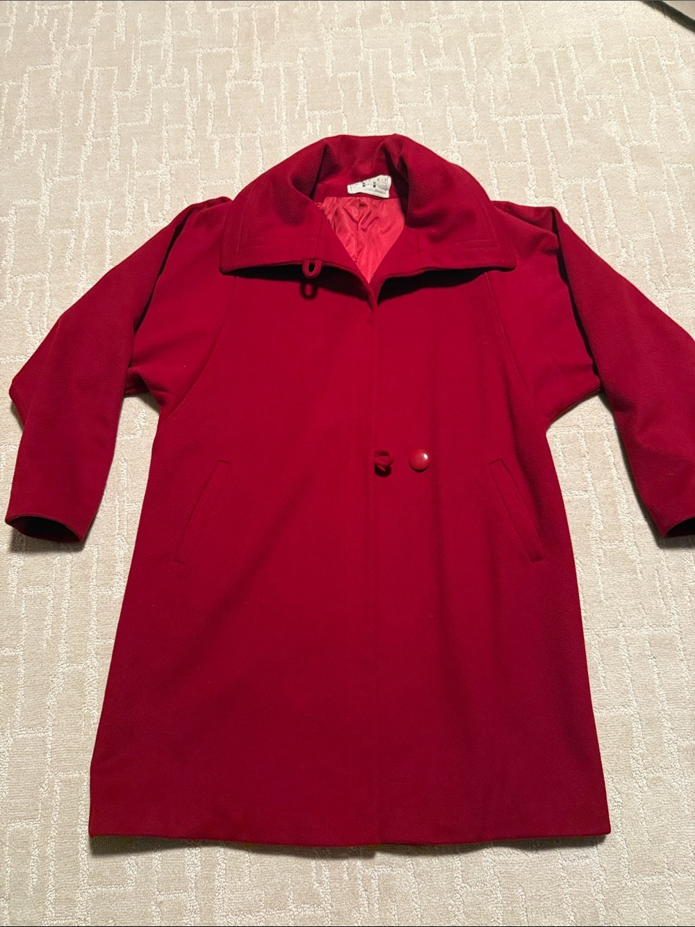 Vintage Red Women's Wool Trench Coat